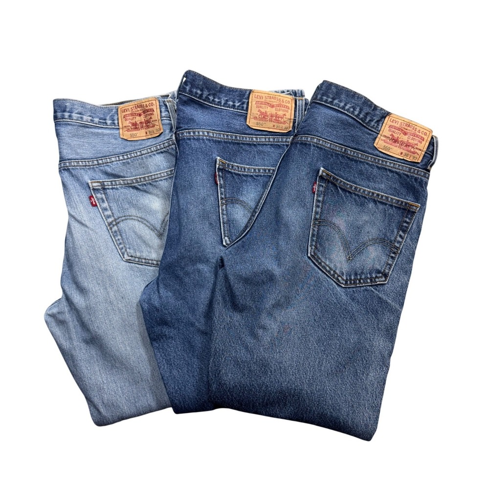 Lot of 3 Levis 550 Relaxed Fit Jeans Mens 36x32 Blue Vintage Y2K Denim